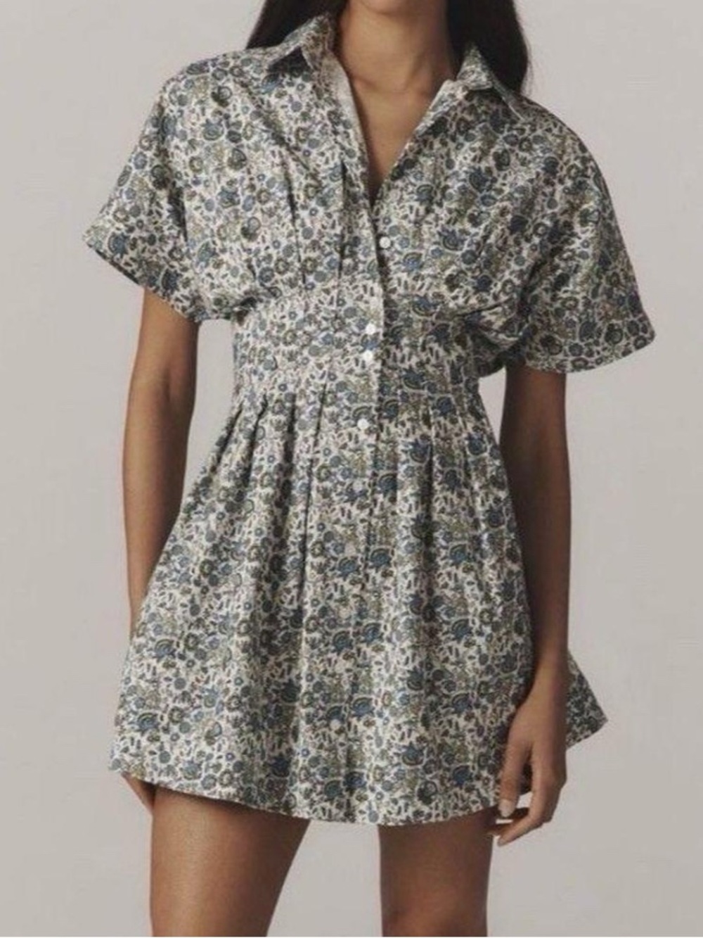 Exquise Anthropologie Mini Shirt Dress Floral Tobie Janice Button Size S NWOT!